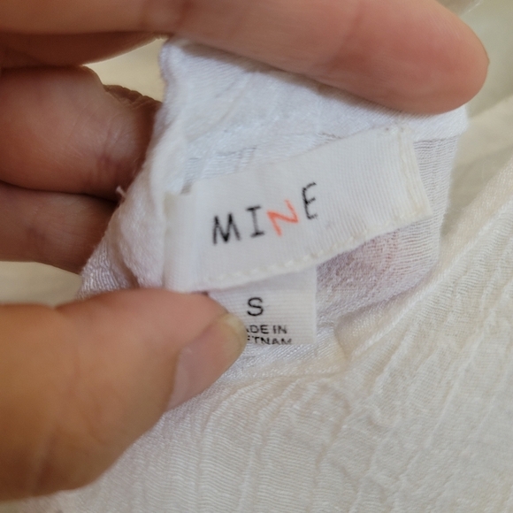 Mine Pocket Top S Small White Scoop Neck Short Sleeve - Picture 5 of 6